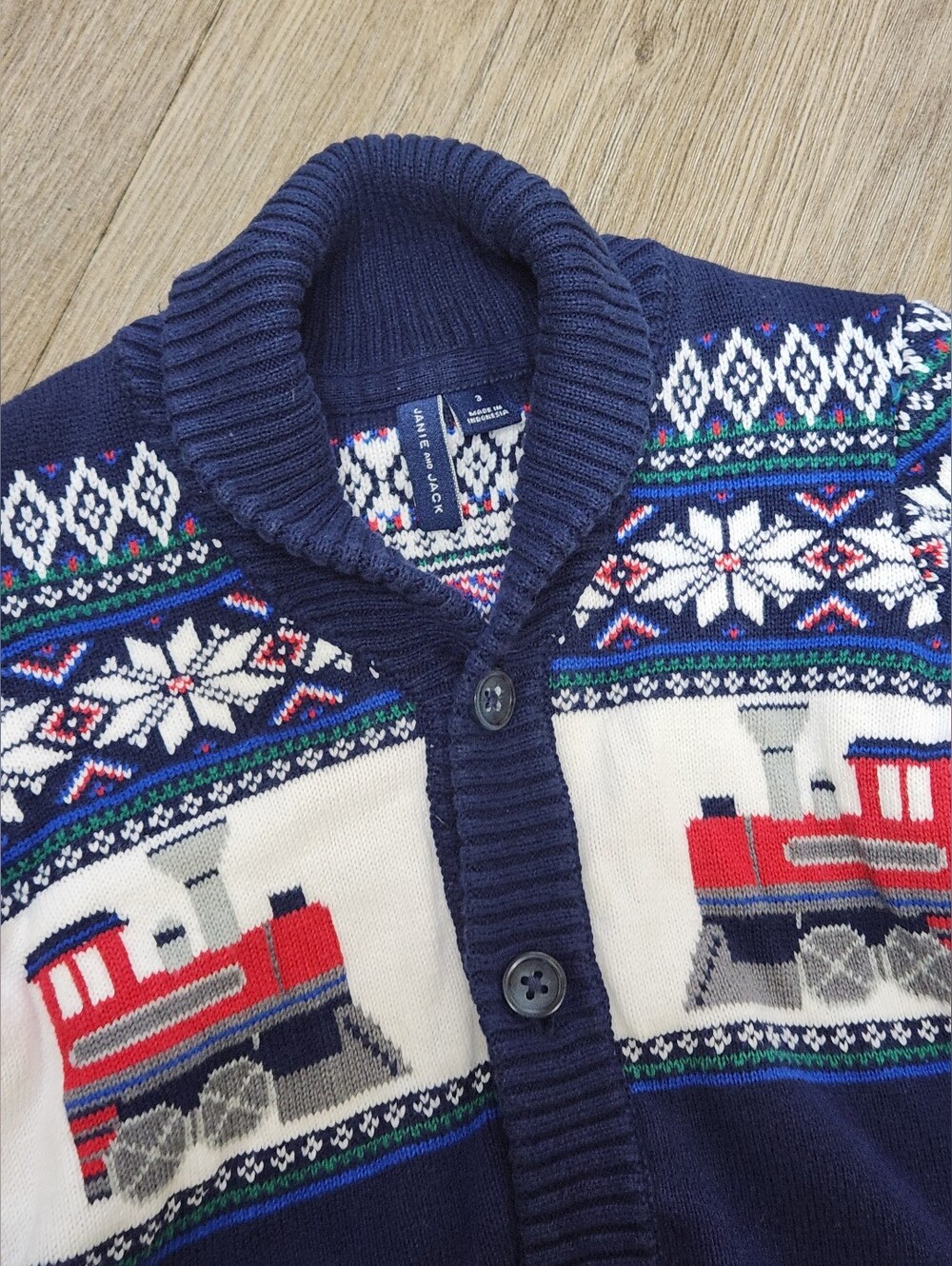 Janie and Jack The Holiday Train Fair Isle Cardigan Sweater Size 3T